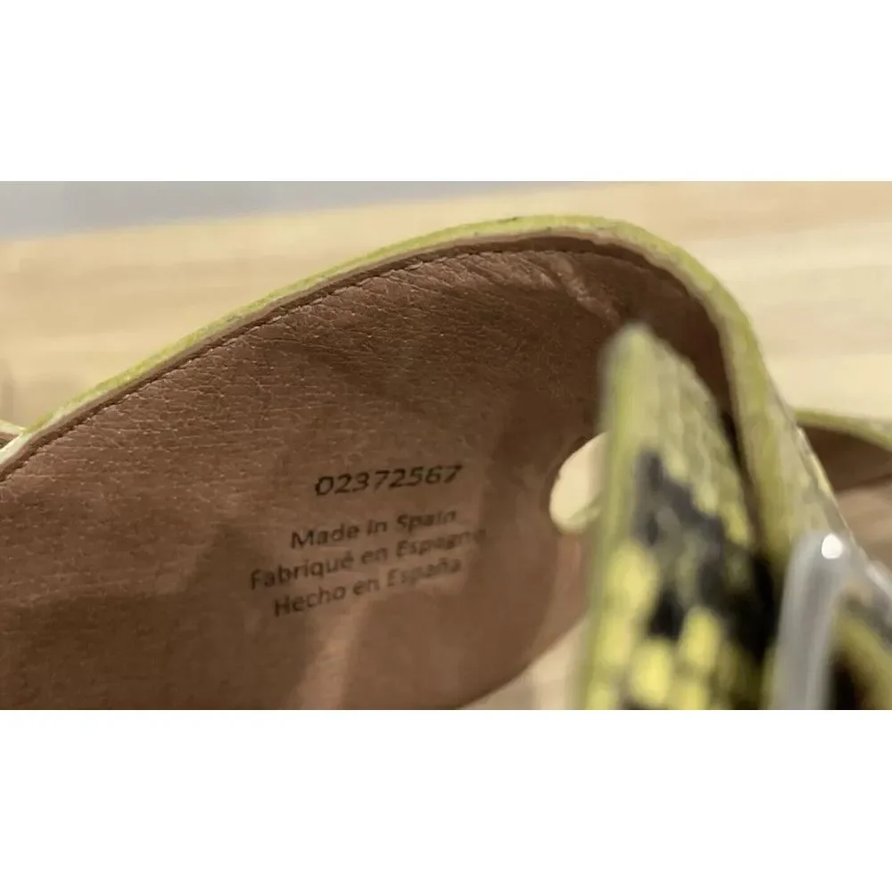 Free people Shoes Wooden Platform Clogs Belem Green Snakeskin Print‎ Size 9